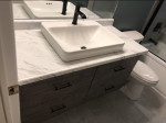 bathroom vanity with raised square sink