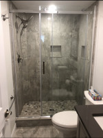 bathroom shower with glass doors