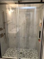 bathroom shower with glass doors
