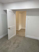 finished based with gray carpeting